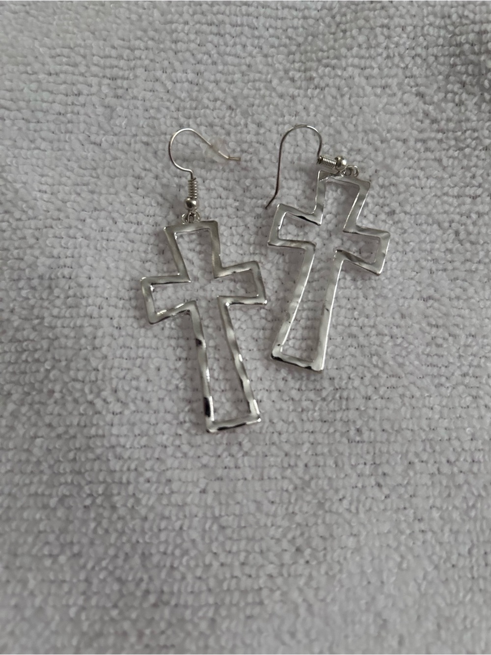 Silver Cross Dangle Earrings